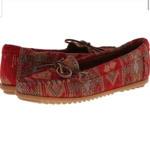 Minnetonka Baja Tapestry Moccasin Slipper Leather 6.5